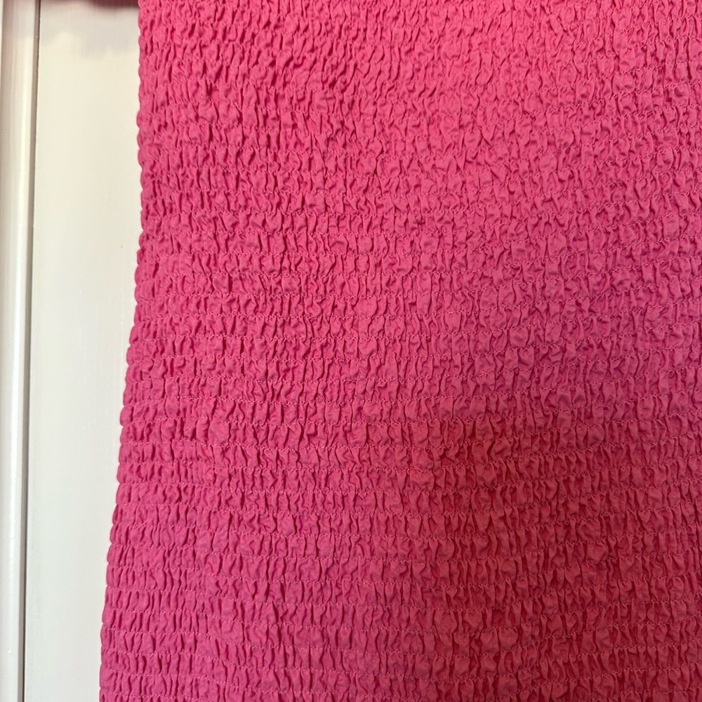 Zara Texture Weave Puff Sleeve Hot Pink Mini Dress Size XS - Picture 5 of 7